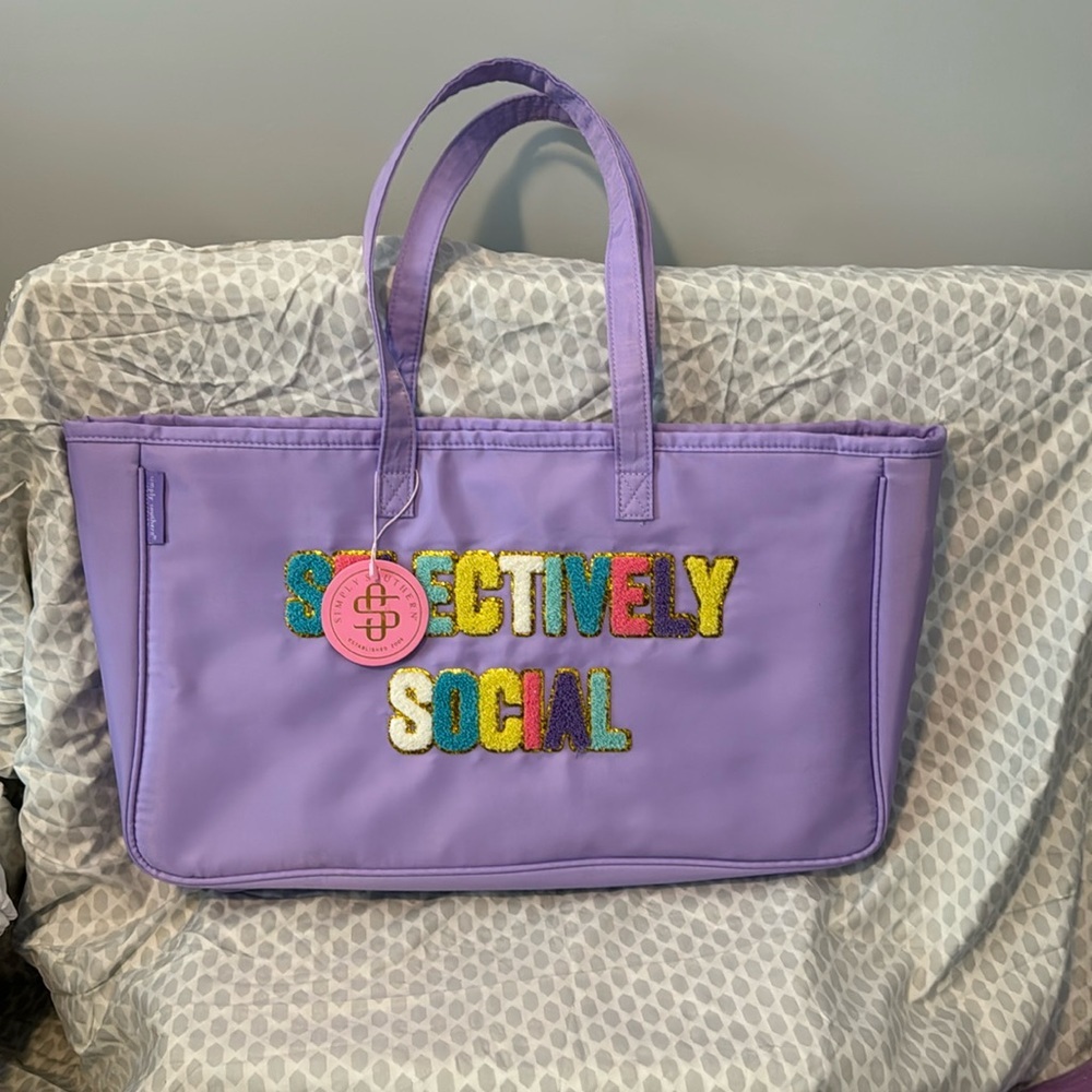 Simply, southern selectively social tote in lavender color